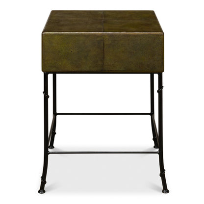 Gabriella Shagreen Side Table – Leaf Finish with Iron Base