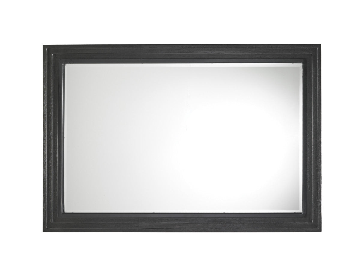 Lexington Carrera Volante Landscape Mirror - Versatile Wood Frame with Metallic Gray Metal Insert