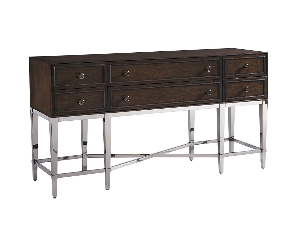 Barclay Butera Fairfax Sideboard in Black Nickel with 6 Felt-Lined Drawers