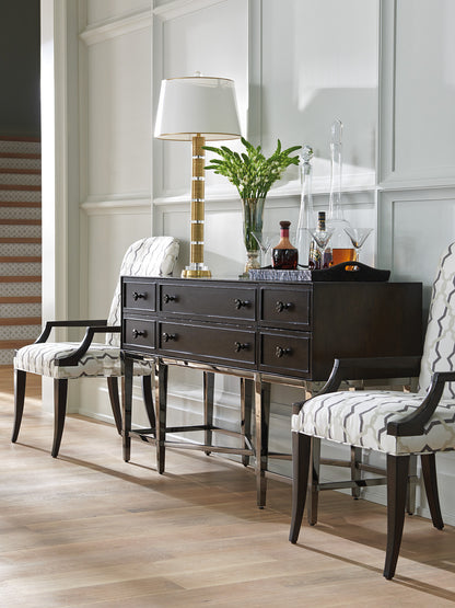 Barclay Butera Fairfax Sideboard in Black Nickel with 6 Felt-Lined Drawers