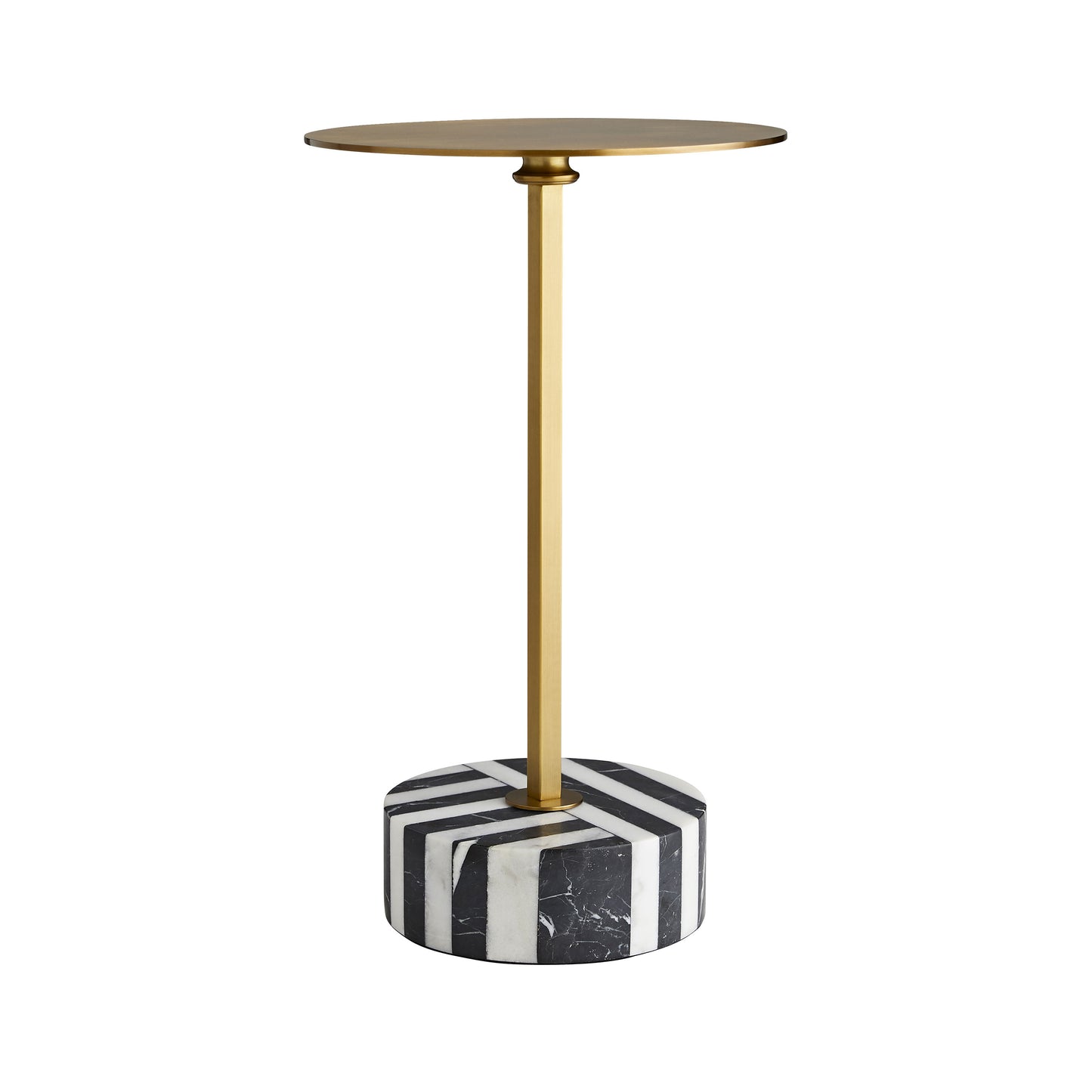 Clarita Accent Table - Black and White Minimalistic Silhouette with Antique Brass Iron Top