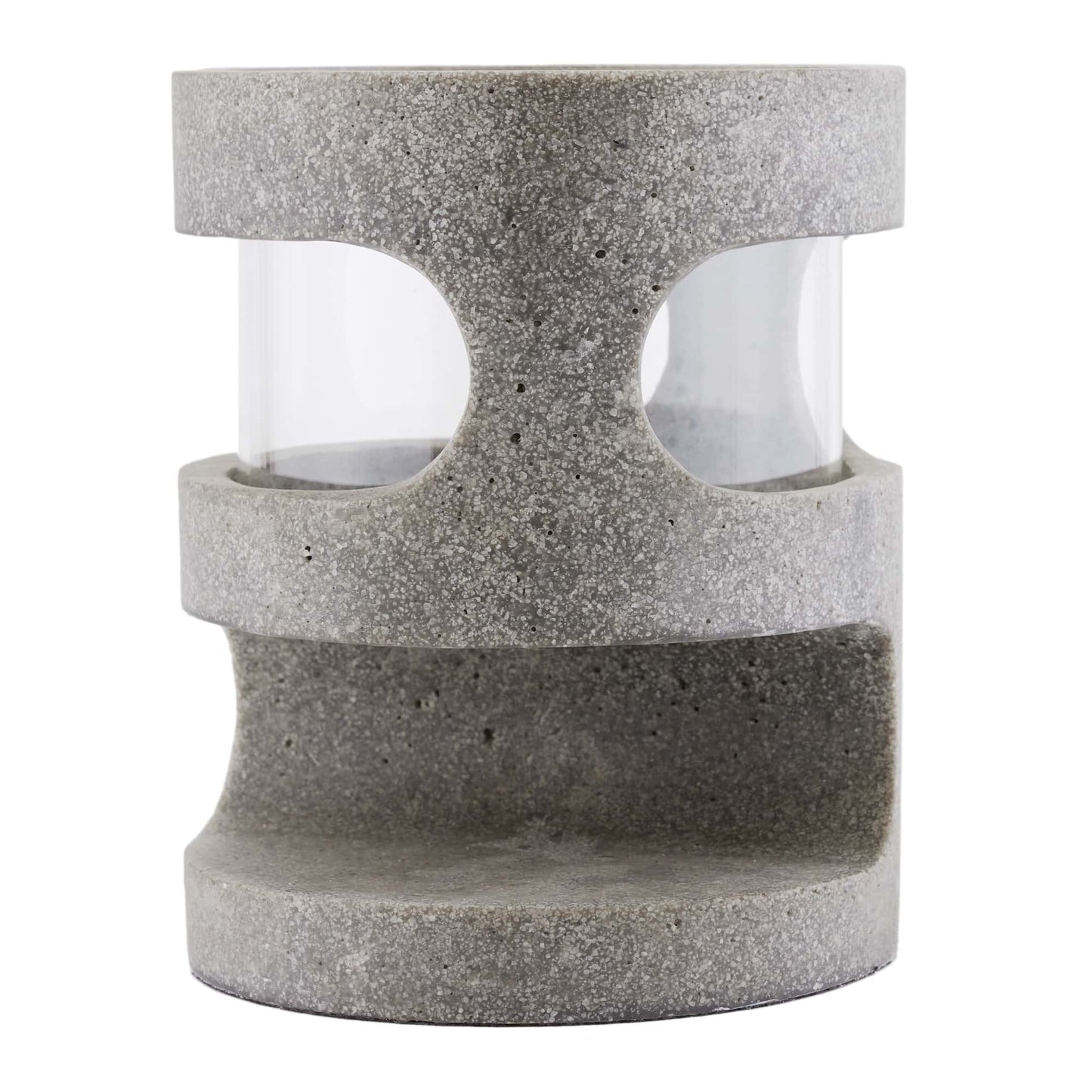 Renton Hurricane - Graphite Ricestone Composite Cubist-Style Candle Holder/Vase