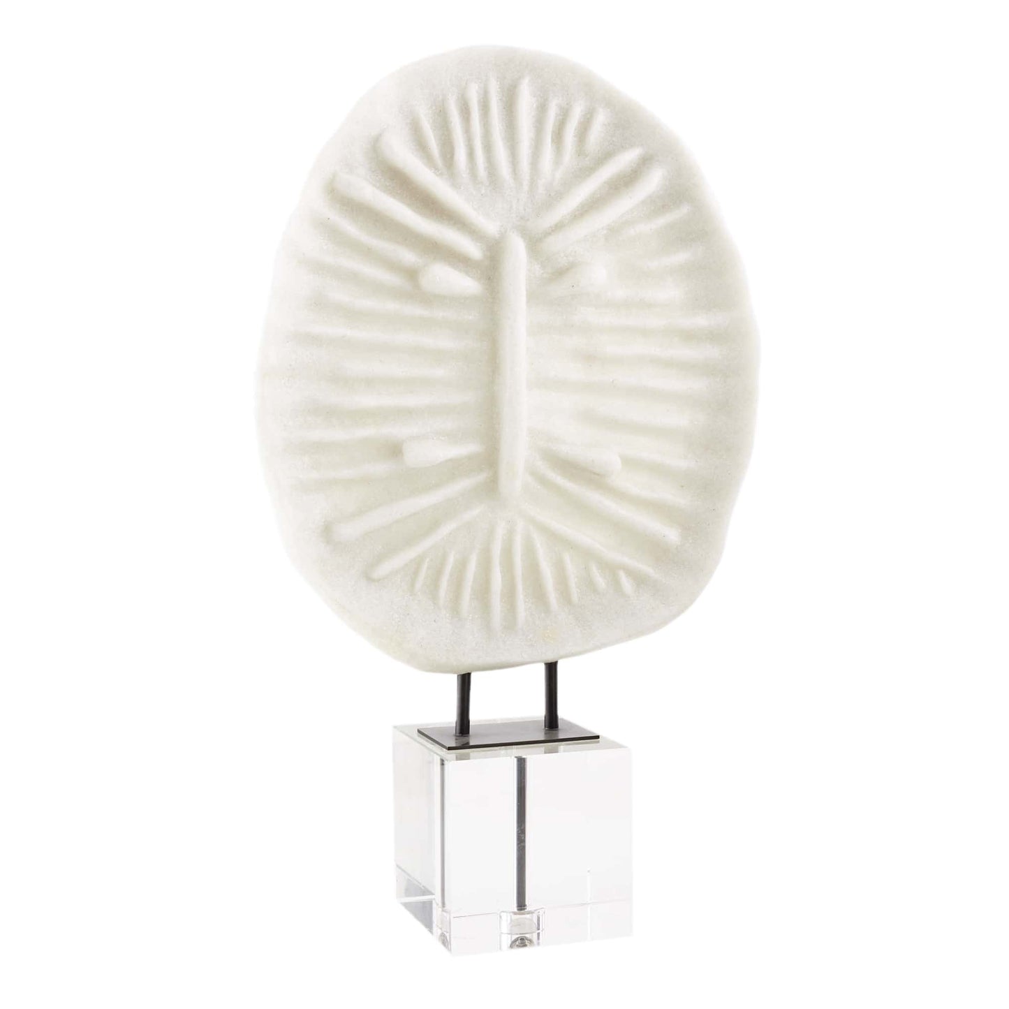 Hand-Carved Samirah Sculpture Inspired by African Shields - Ivory Ricestone Composite