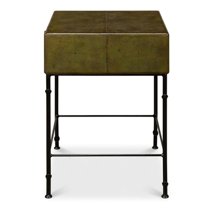 Gabriella Shagreen Side Table – Leaf Finish with Iron Base