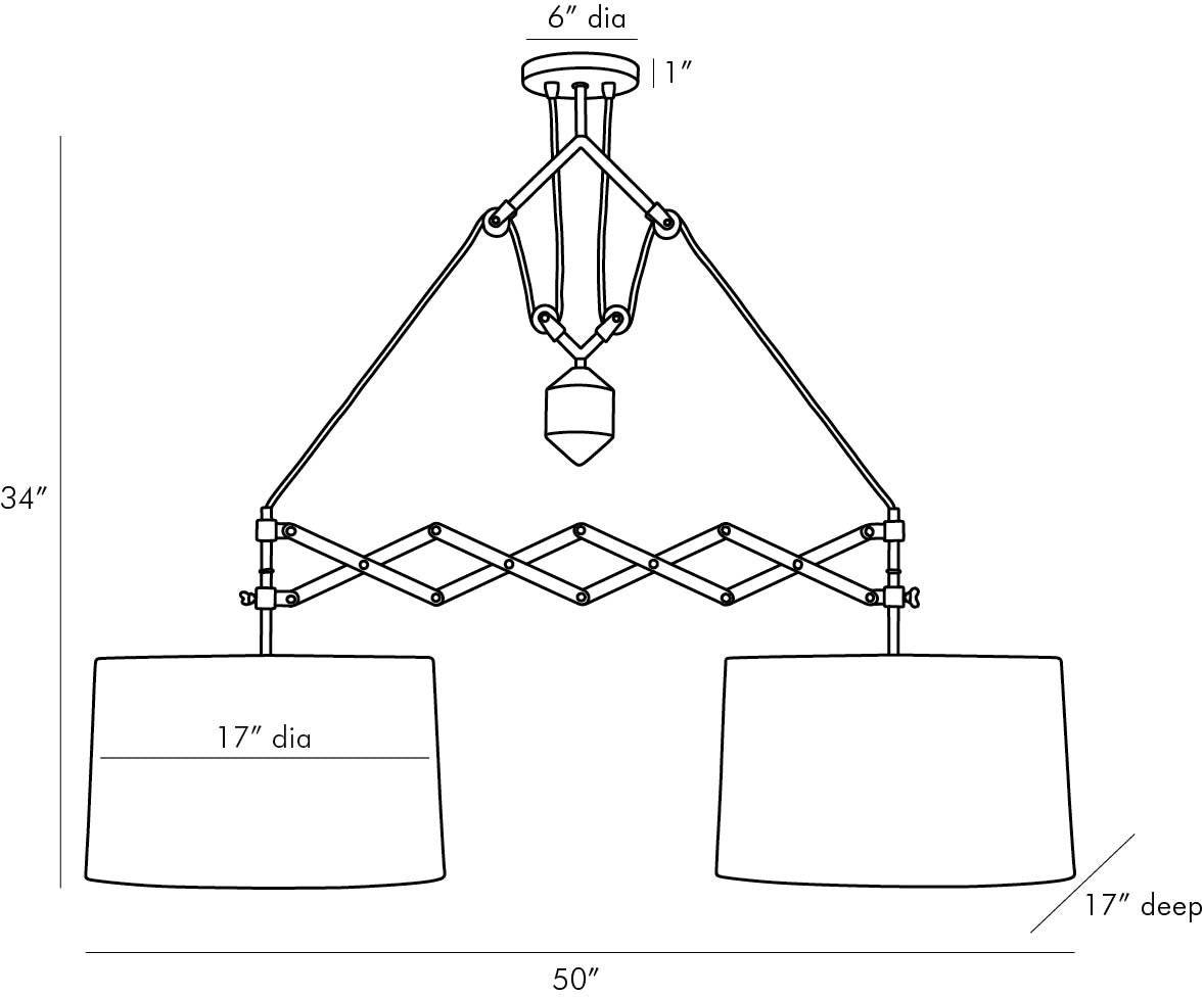 Pantograph Pendant Light Fixture - Antique Brass Dual Pendant for Dynamic Spaces