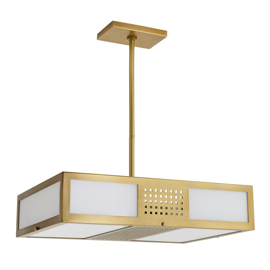 Bisger Square Pendant Light - Antique Brass Finish with Opal Glass - Elegant Lighting Fixture for Modern Interiors