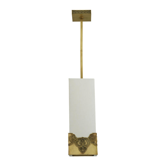 Iris Pendant Light - Antique Brass with Off-White Linen Shade