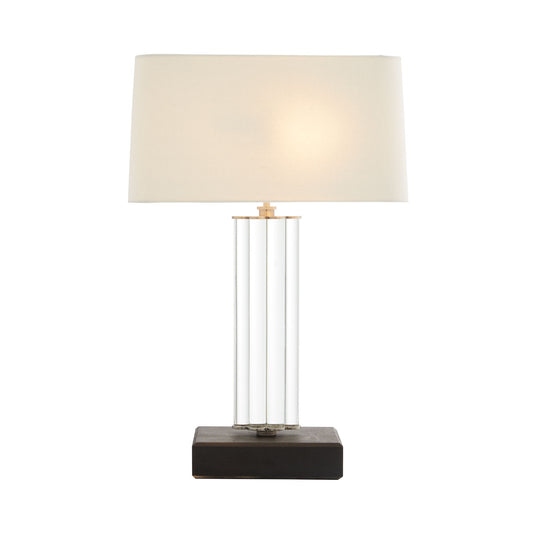 Clear Crystal and Ebony Wood Eckart Lamp - Simple Columnar Design