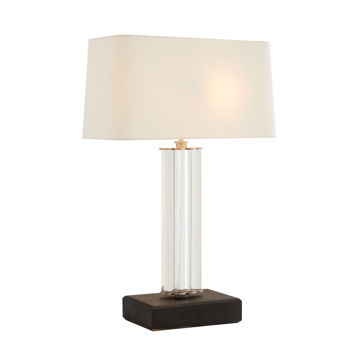 Clear Crystal and Ebony Wood Eckart Lamp - Simple Columnar Design