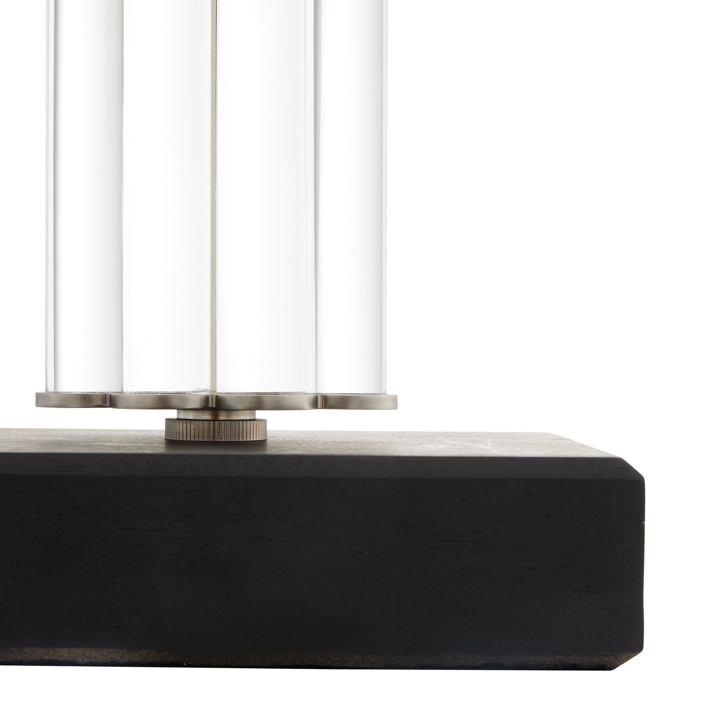 Clear Crystal and Ebony Wood Eckart Lamp - Simple Columnar Design