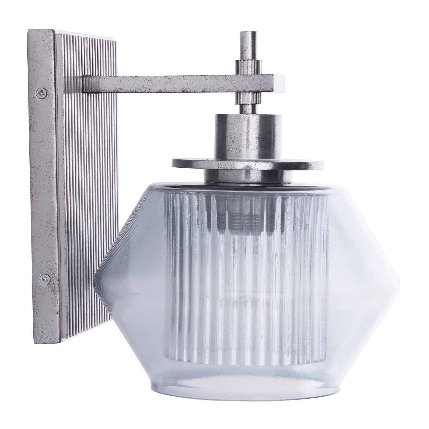 Holm Sconce - Blue Smoke Glass with Pewter Steel