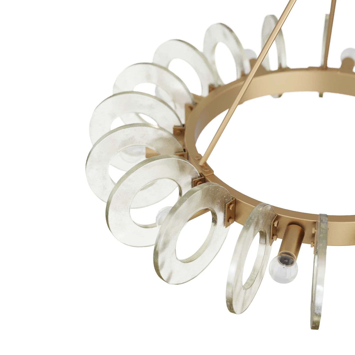 Trina Chandelier - Dynamic Clear Seedy Glass Hoops with Antique Brass Iron Framework