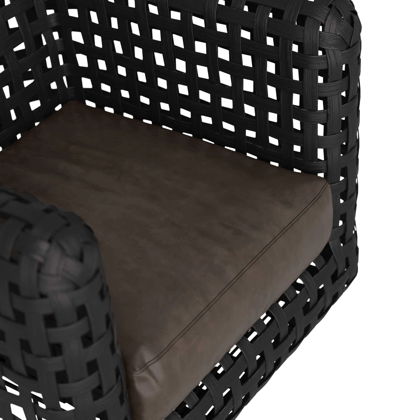 Templar Chair - Graphite Leather - Handcrafted Rattan Lounge Chair