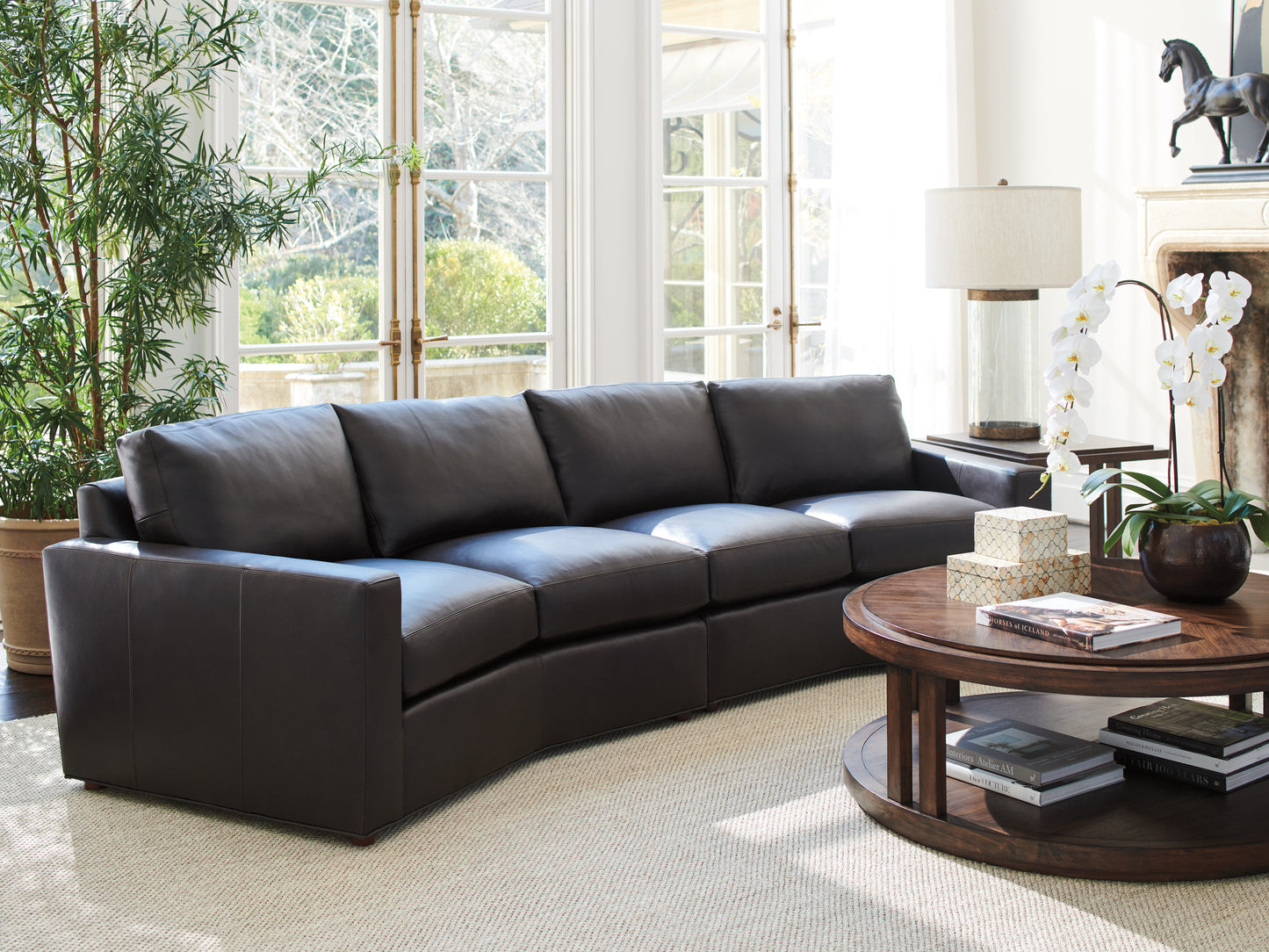 Lexington Silverado Ashbury Leather Sectional Sofa – Chocolate, Tan, Ivory - Spacious Modern Design