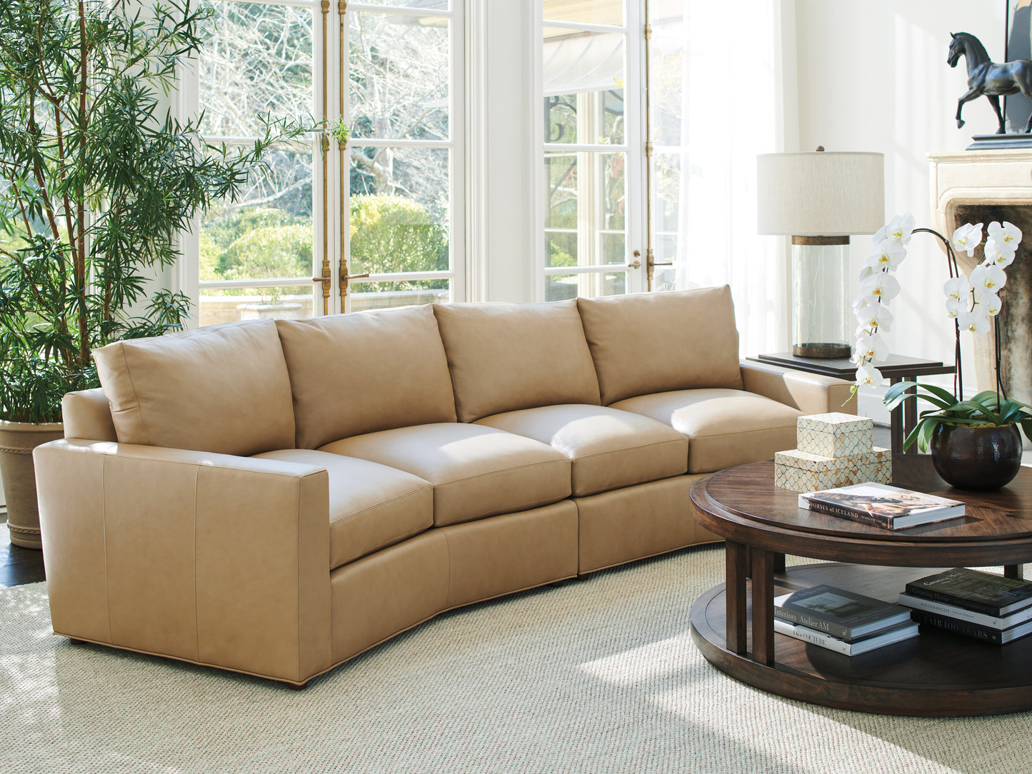 Lexington Silverado Ashbury Leather Sectional Sofa – Chocolate, Tan, Ivory - Spacious Modern Design