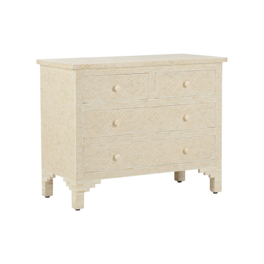 Milford Chest – Handcrafted 4-Drawer Bone Inlay Chest in Blue, Gray, or Natural Finish