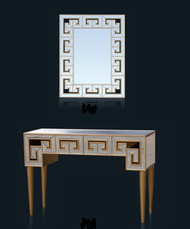 Greek Key Elegance - Modern Wall Mirror with Classic Greek Key Design for Timeless Home Decor