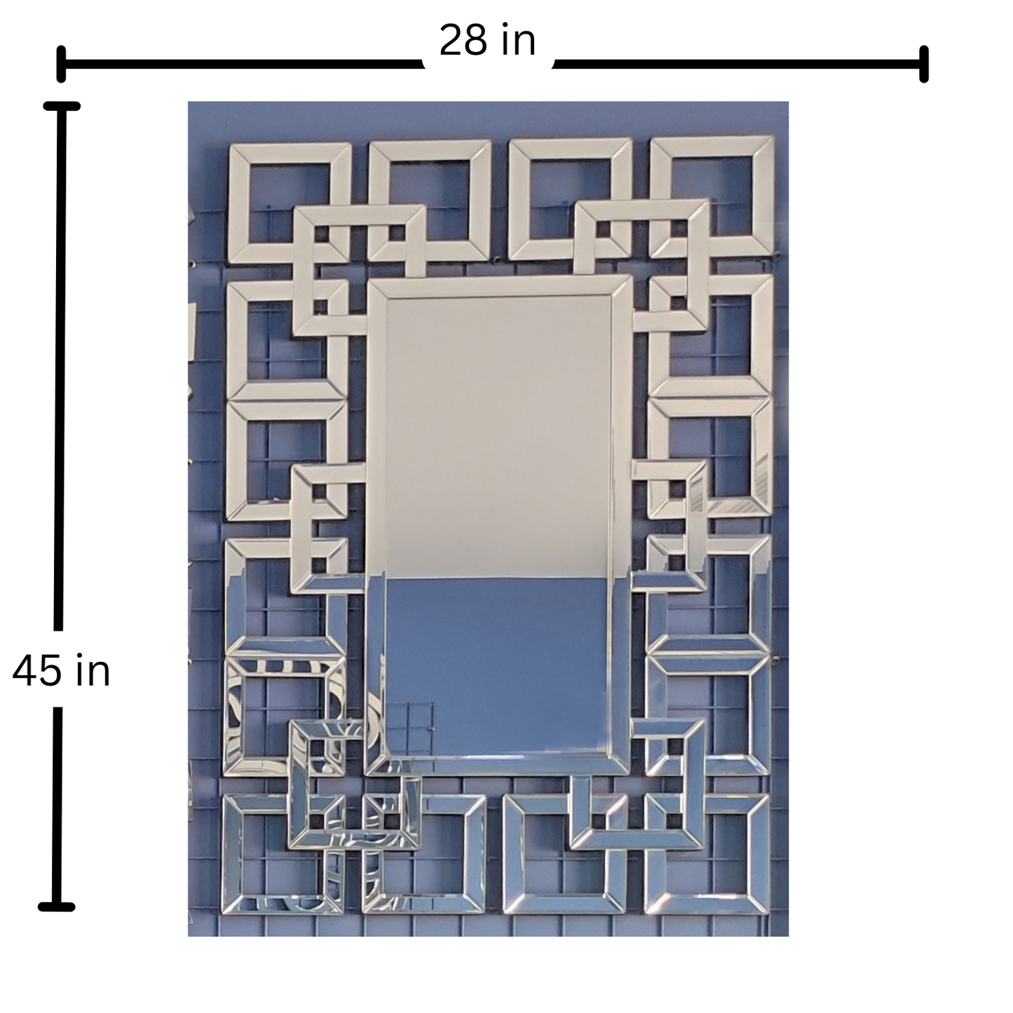 Worlds of Squares Reflection - Modern Wall Mirror with Geometric Intricacy for Contemporary Home Decor