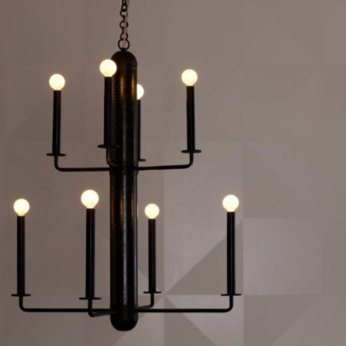 Walden Chandelier - Ore Leather with Natural Iron Arms