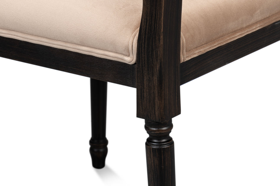 Cane Back Side Chair – Nero Finish, Toffee Upholstery, Traditional Beechwood Dining Chair