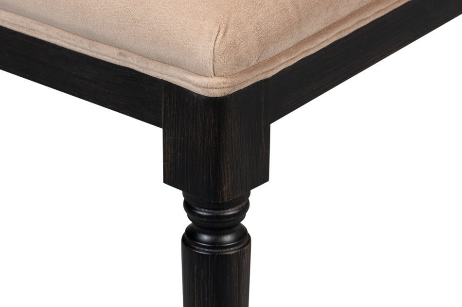 Cane Back Side Chair – Nero Finish, Toffee Upholstery, Traditional Beechwood Dining Chair