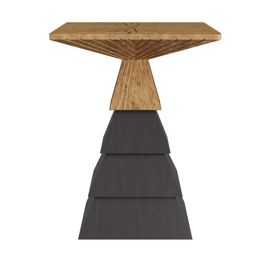Mesopotamian Elegance - Wanetta Accent Table in Ebony Mango Wood and Antique Brass