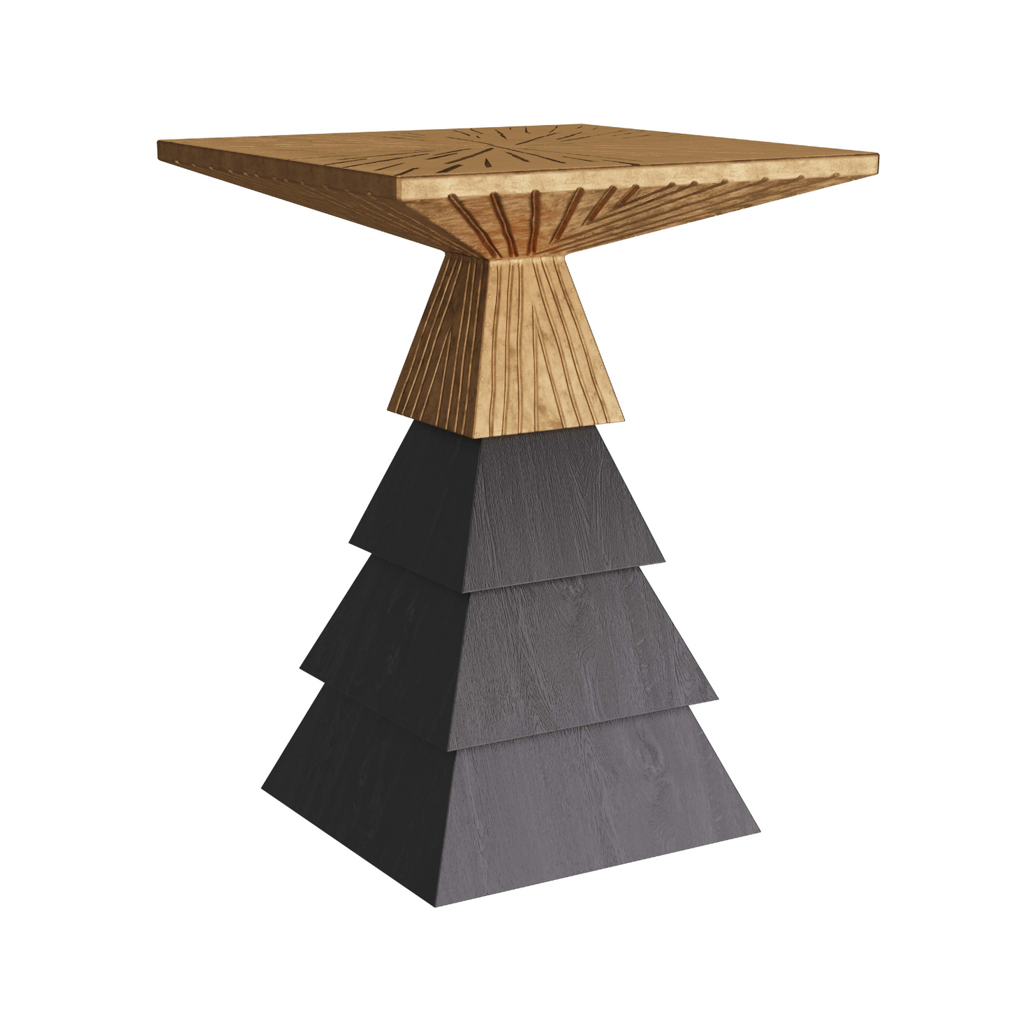 Mesopotamian Elegance - Wanetta Accent Table in Ebony Mango Wood and Antique Brass