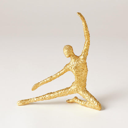 FIGURAL MALE DANCER-OUTSTRETCHED SINGLE LEG-TEXTURED GOLD