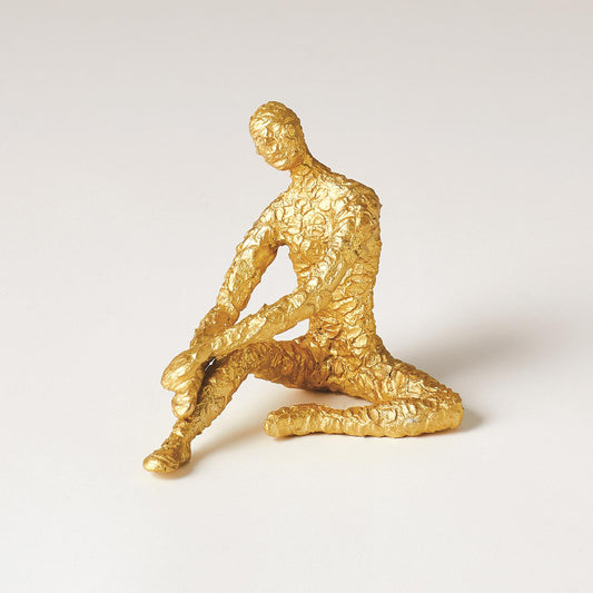 FIGURAL MALE DANCER-SPLITS-TEXTURED GOLD