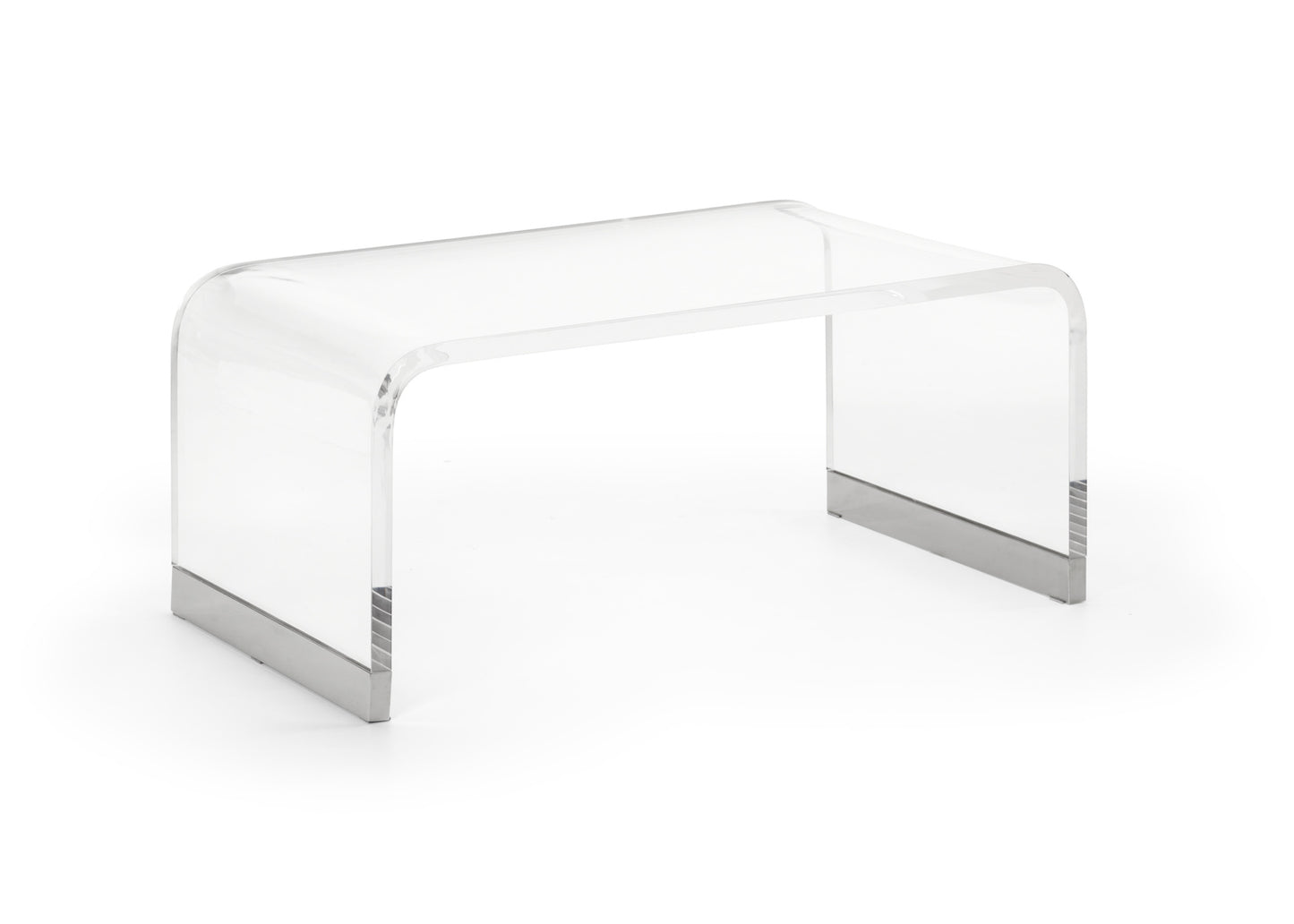 Waterfall Coffee Table – Clear Acrylic with Nickel-Plated Caps