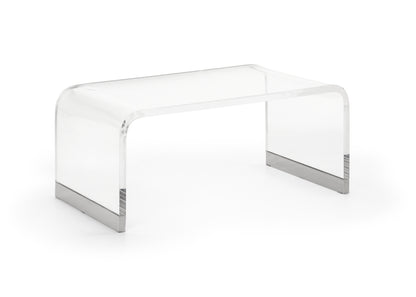 Waterfall Coffee Table – Clear Acrylic with Nickel-Plated Caps