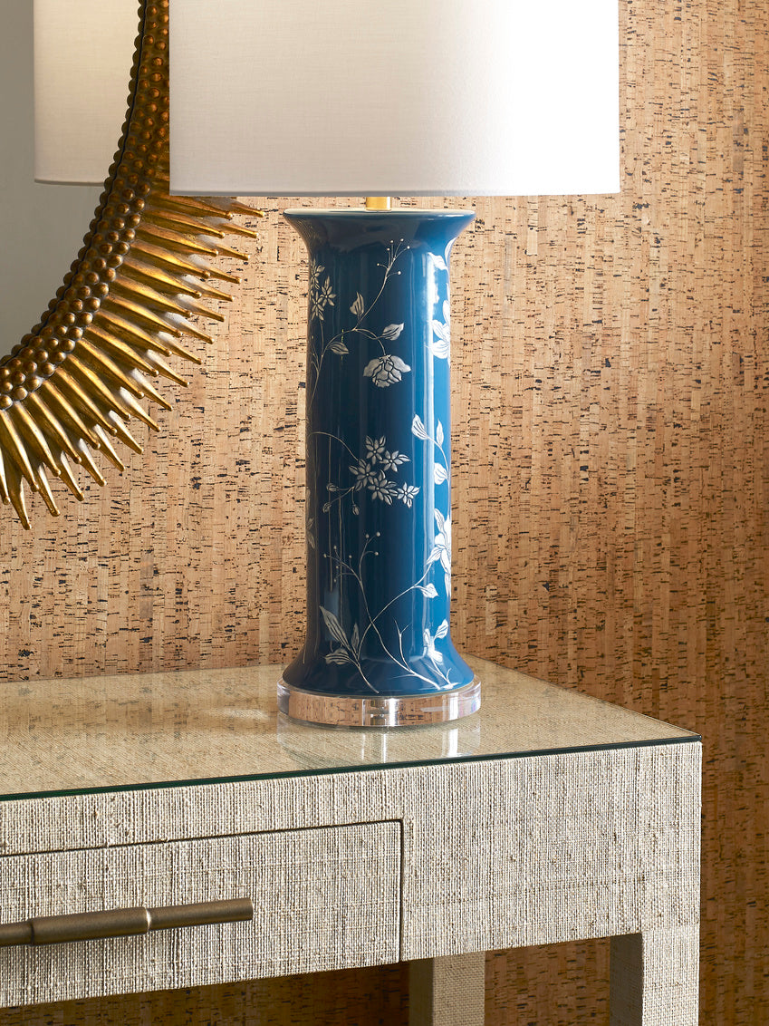 Chastity Lamp - Hand-Painted Blue and White Floral, Wildwood