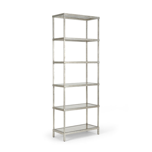 Etagere – Antique Silver Leaf with Mirrored Shelves