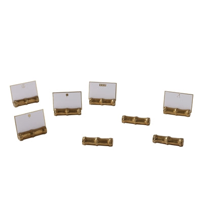 SET OF EIGHT SOFT FINISH CAST BRASS PLACE CARD HOLDERS