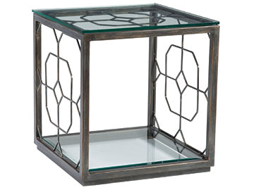 Metal Designs by Artistica Home Honeycomb Square End Table, Hand-Forged Iron Base St Laurent Finish