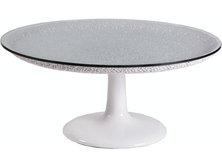ARTISTICA HOME - SIGNATURE DESIGNS SEASCAPE ROUND WHITE COCKTAIL TABLE - WHITE LACQUER FINISH