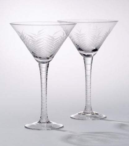 Etched Palm Martini Glasses - Set of 2