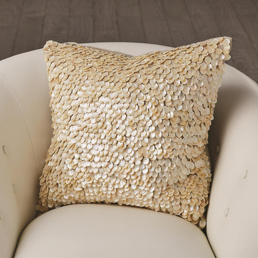 MOTHER OF PEARL BEADED PILLOW-IVORY