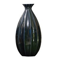 FLUTED CINCHED VASE-INK