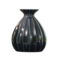 FLUTED CINCHED VASE-INK