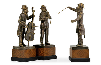 Antique Dark Bronze Monkey Orchestra Set 495763-DBR