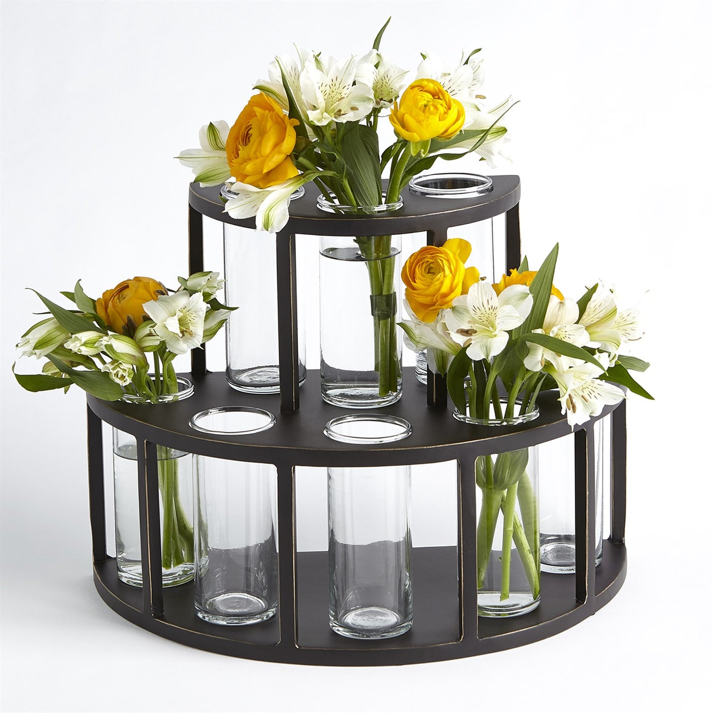 2 TIER TUBE FLOWER HOLDER-WITH GLASS TUBES