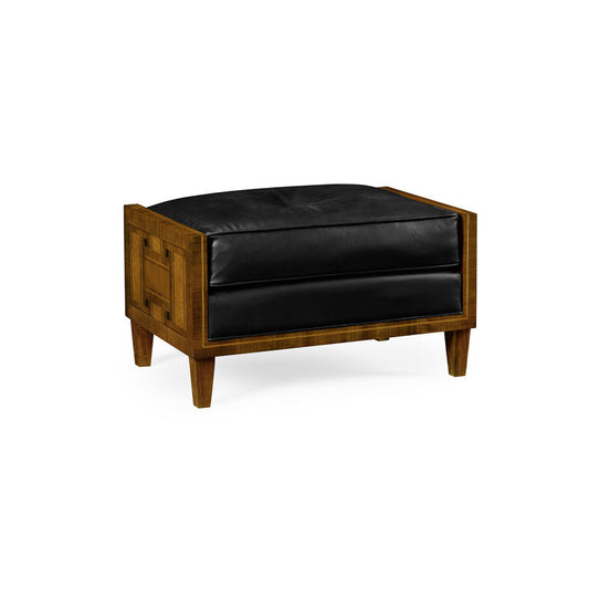 Cosmo Footstool, Upholstered in Black Leather