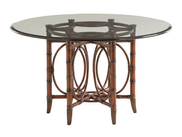 Coral Sea Rattan Dining Table With 54-Inch Glass Top