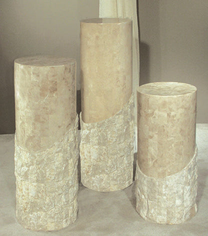 Beige Fossil Round Rough and Smooth Pedestal