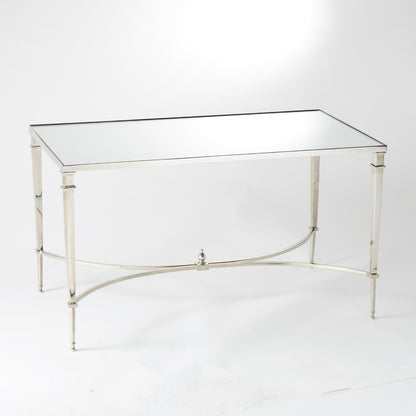 FRENCH SQUARE LEG COCKTAIL TABLE-NICKEL W/MIRROR T