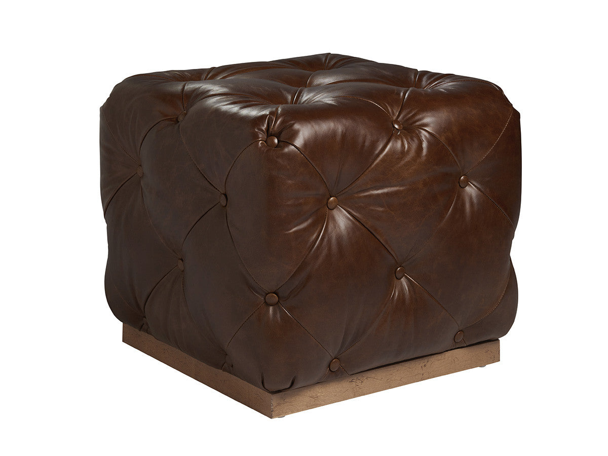 AUBURN LEATHER OTTOMAN